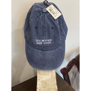 Francescas Navy Blue Dog Mother Wine Lover‎ Embroidered Baseball Cap One Size